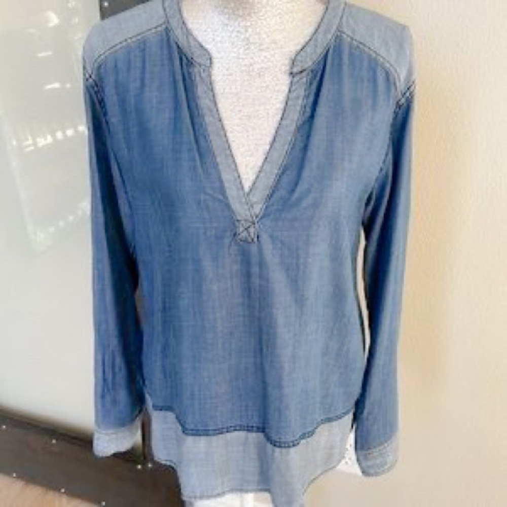Michael Stars Two-Tone Chambray Popover Shirt M